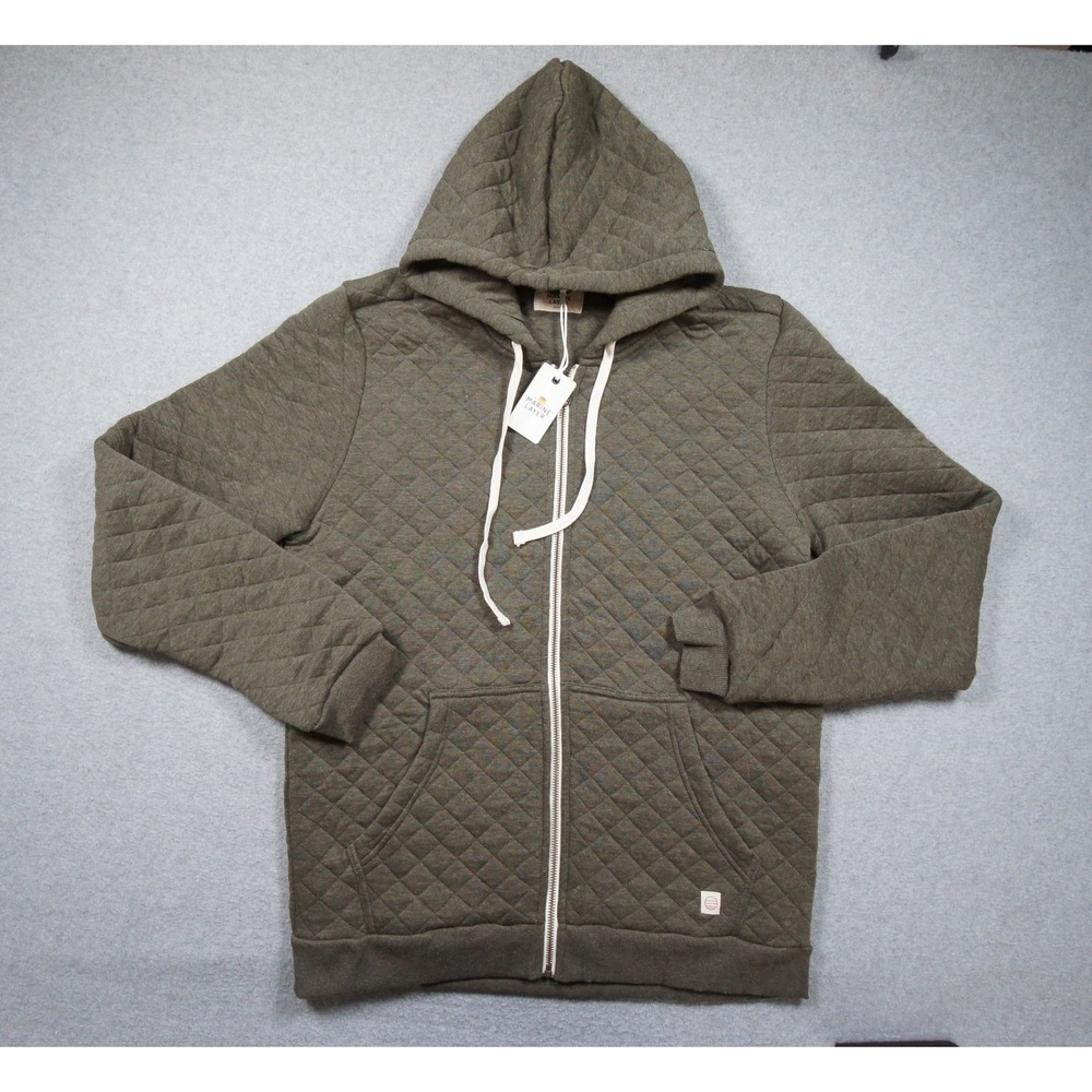 Marine Layer Sweatshirt Mens Medium Green Hoodie Full Zip Quilted NEW